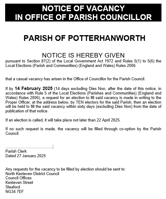 Notice of cllr vacancy